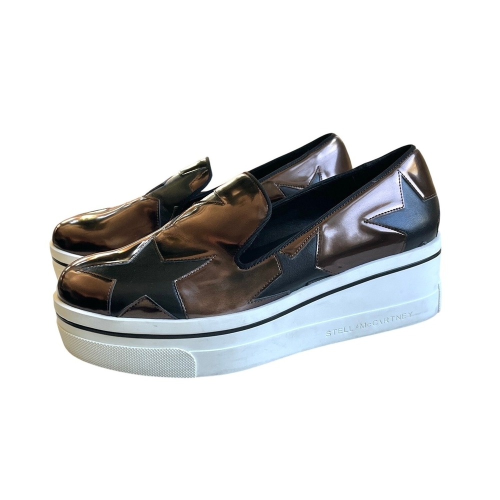 Stella McCartney Copper Metallic Slip-On Platform Sneakers with Black Stars